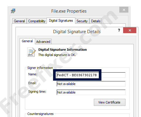 Screenshot of the FedICT - BE0367302178 certificate